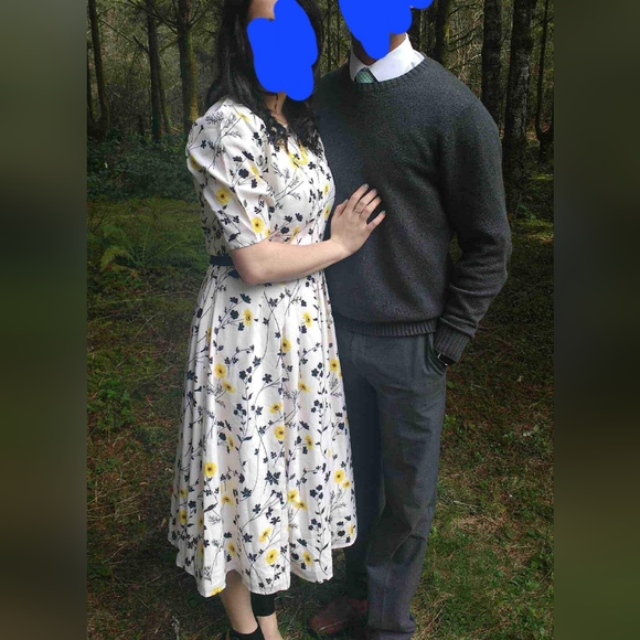 Vintage floral dress WITH POCKETS, 40s style M-L - Picture 5 of 5